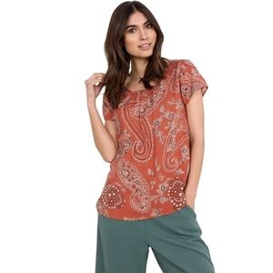 NWT SOYA CONCEPT Latoya 2 Dusty Red Paisley Shortsleeve Tee
